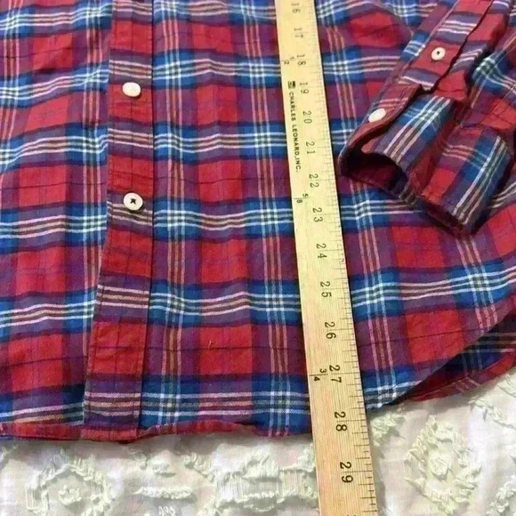 American Eagle classic fit seriously soft plaid red blue men’s button-down shirt - Picture 8 of 9